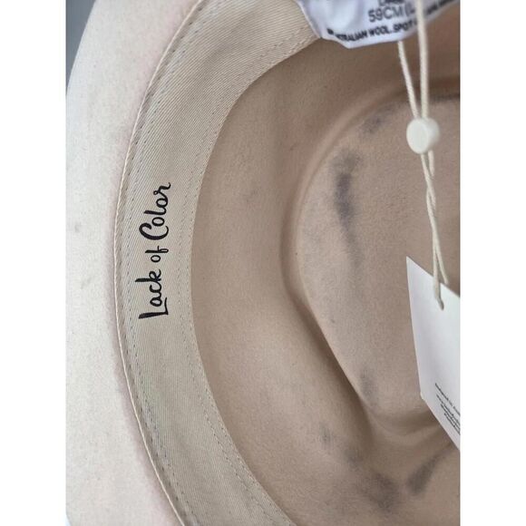 Lack Of Color Hat 100% Australian Wool Size 59 Large Western Flat Brim Beige Hat